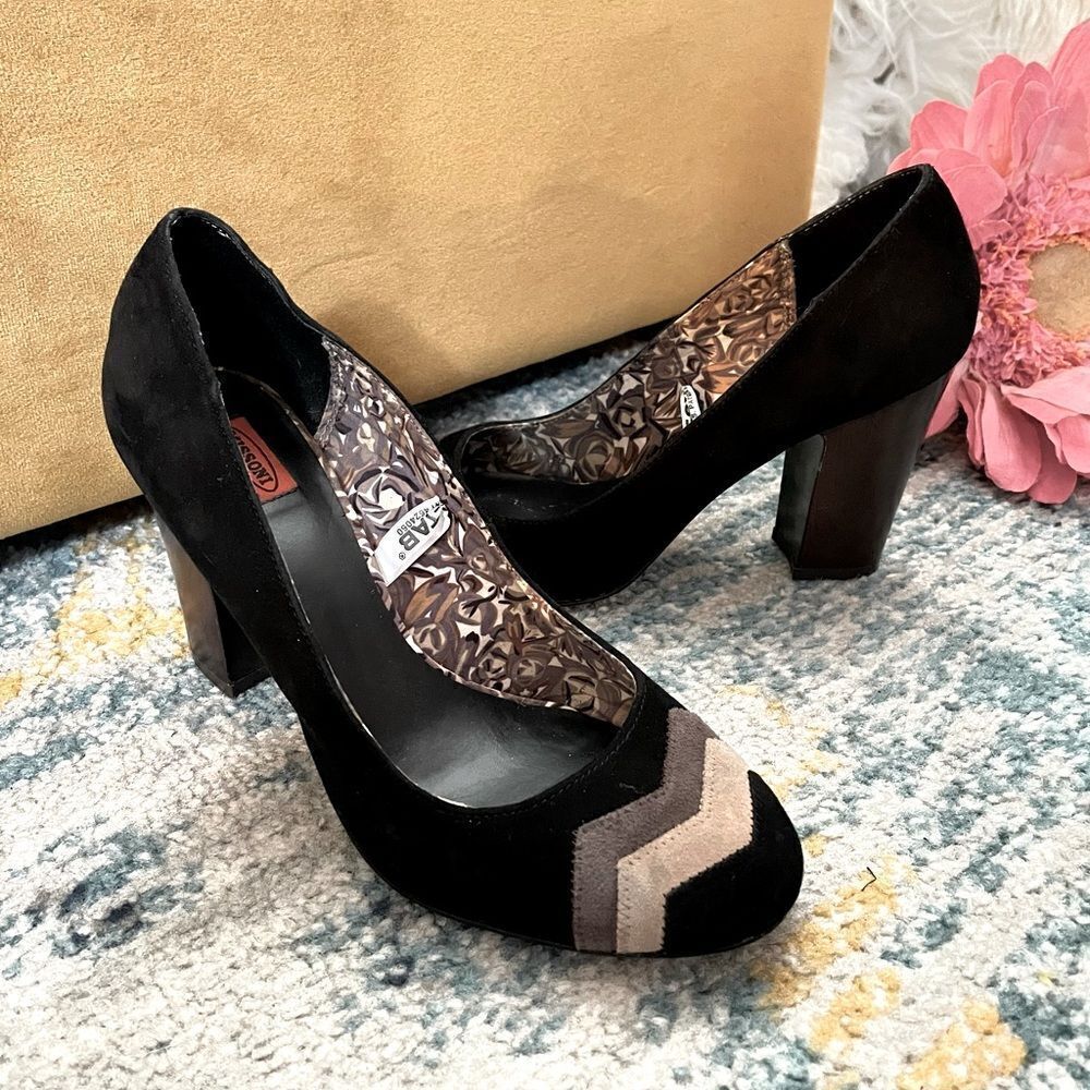 MISSONI Suede Chevron Block Heels 8.5